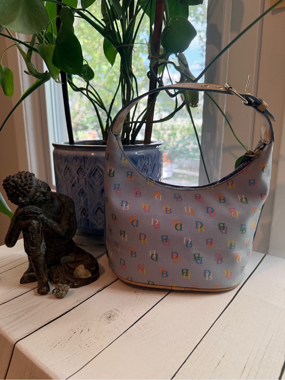 Dooney & Bourke | Vintage Y2K Multicolor DB Logo Mini Hobo with Rainbow Zipper - Picture 2 of 13